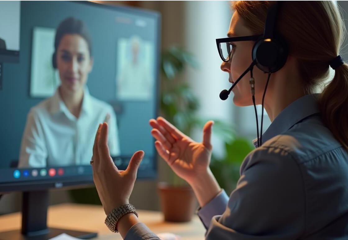 Una breve consulta Encuentro profesional online entre dos mujeres vía videollamada.
