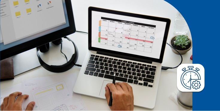 calendario en laptop para agendar clases de inglés en BridgeConnect