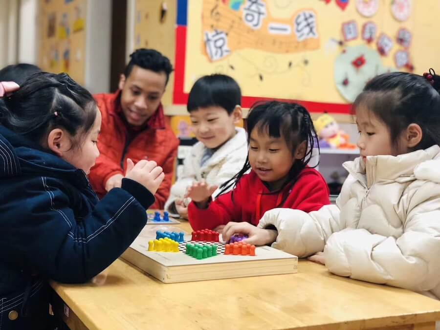 Stefano, an English teacher from Jamaica, teaches young students in China.