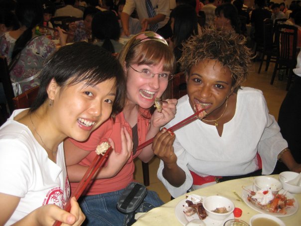 English Teacher in China eating with friends