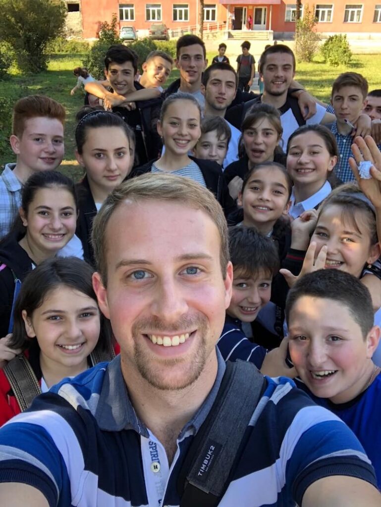 Bridge grad, Jacob, with his students in Georgia 