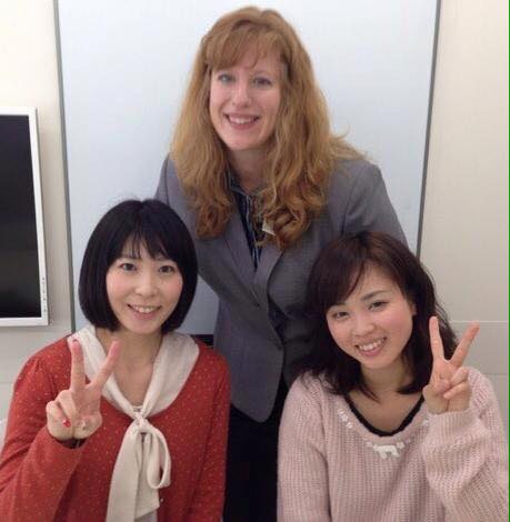 English teacher in Japan, Colleen, with her adult students