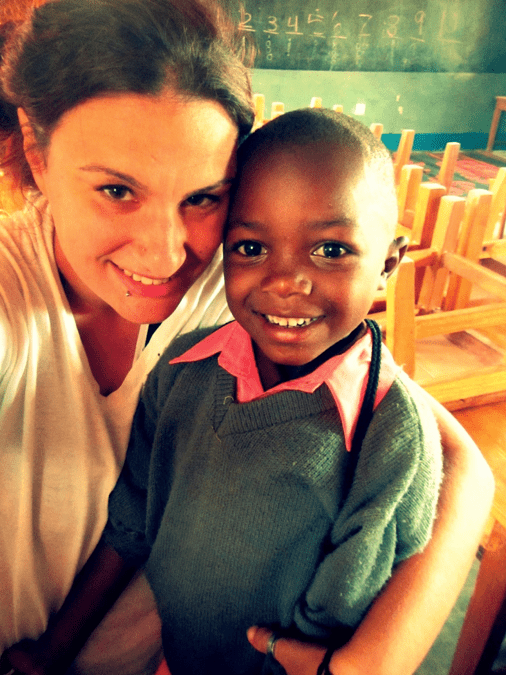 Lindsay with one of her ESL students in Tanzania 
