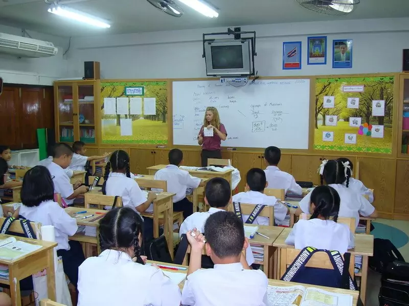 A teacher uses a vocabulary ESL activity in class.
