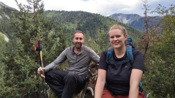 Coleen, English teacher in China, hiking with her husband