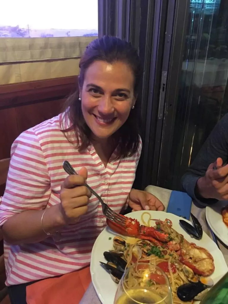 Jennifer Landini, English Teacher in Rome enjoying Italian food