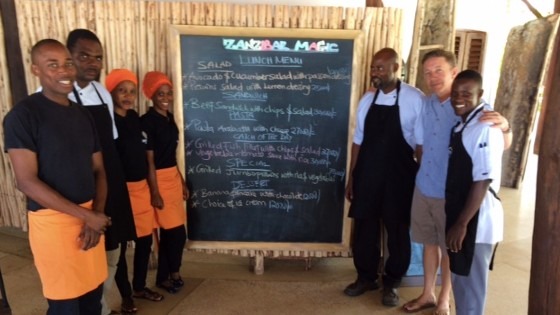 Russell with his ESL students in Tanzania