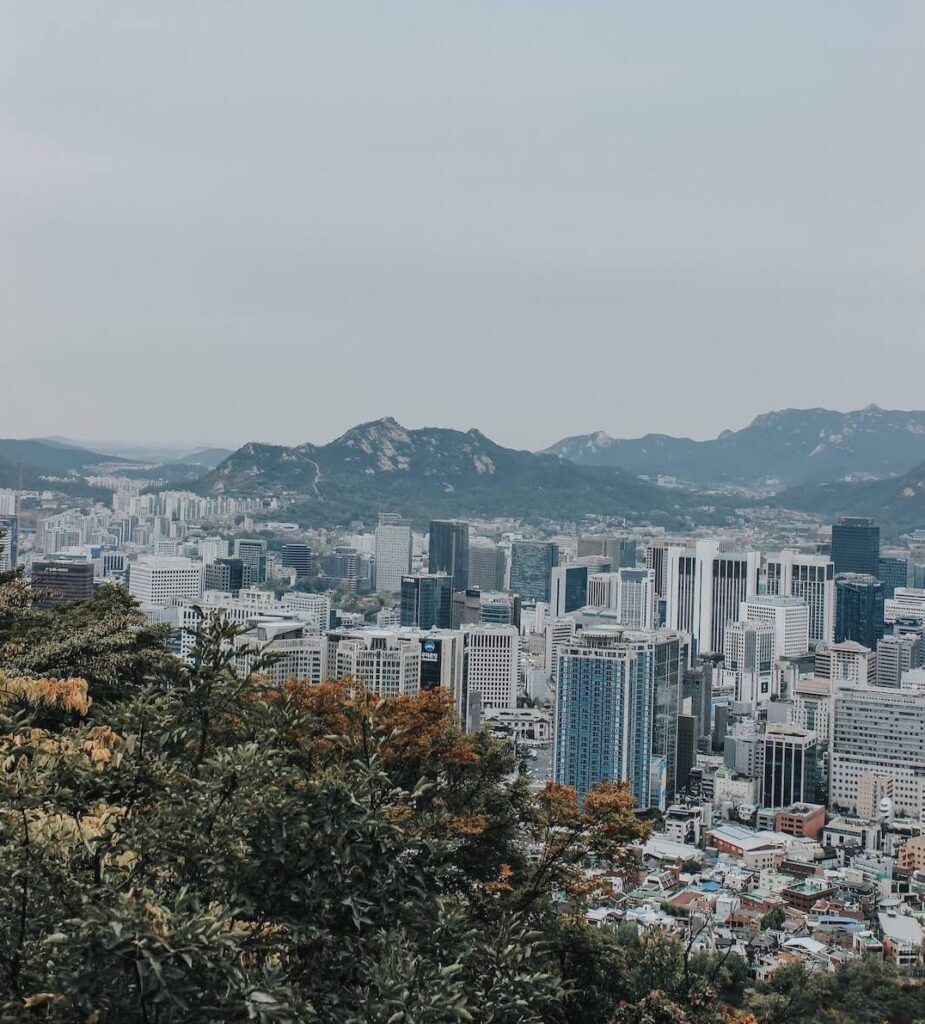 Seoul cityscape near the mountains