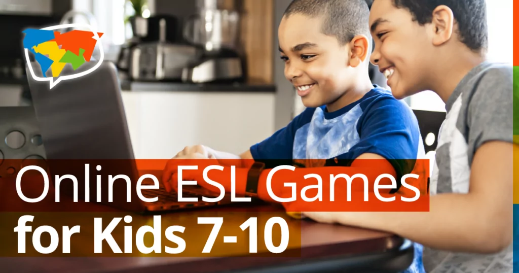 Kids playing online ESL games