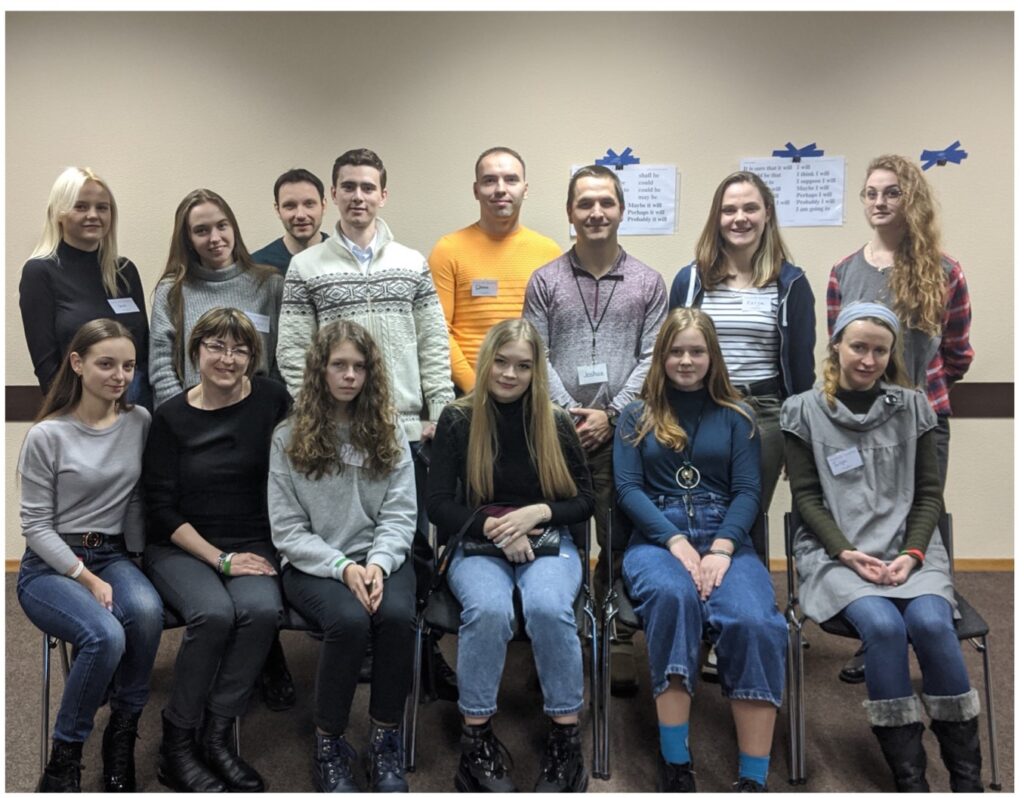 Josh (third from right, first row ) with his classroom students