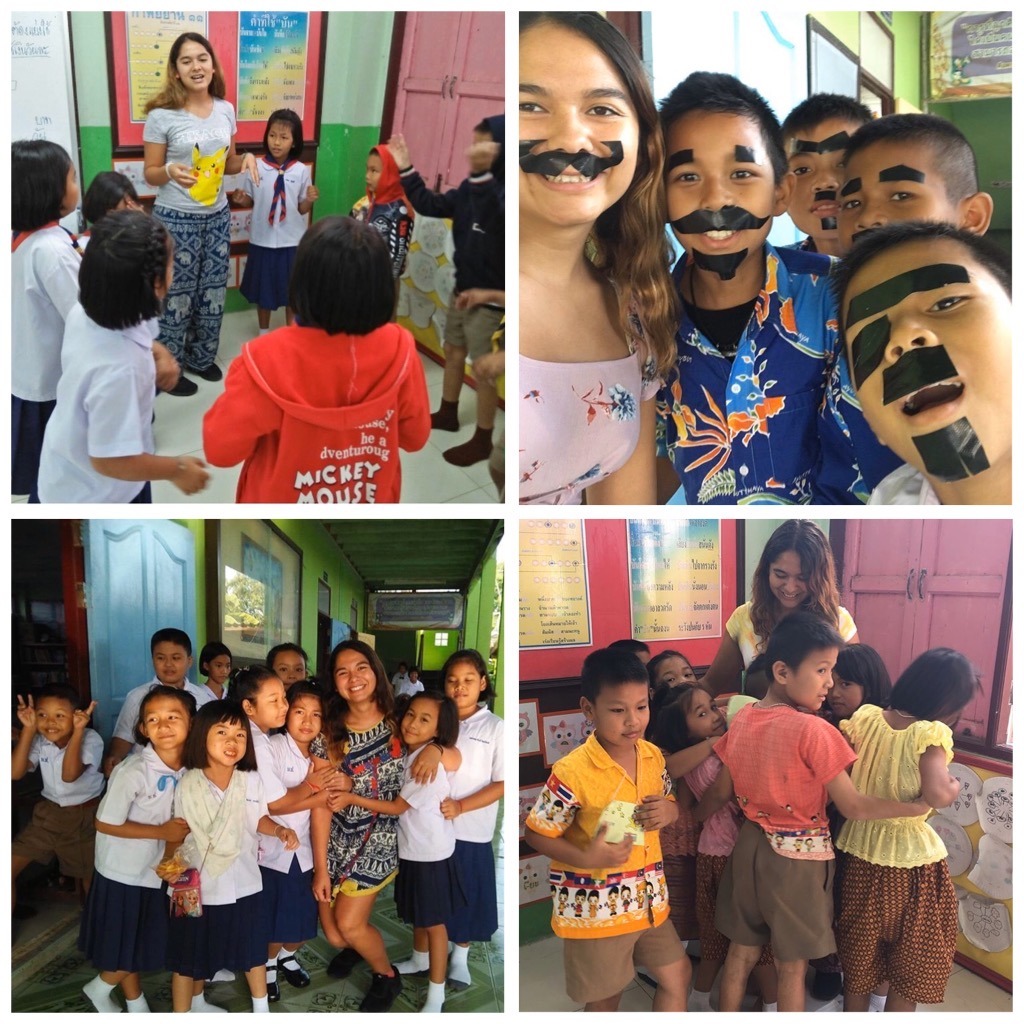 Brenda, from the U.S., teaching kids in Thailand