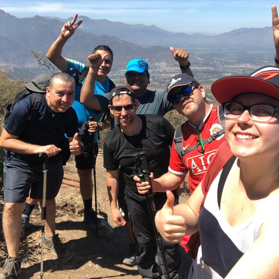 Vera during a hiking trip with her students in Chile