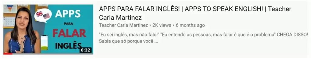 One of Carla's YouTube videos on learning English