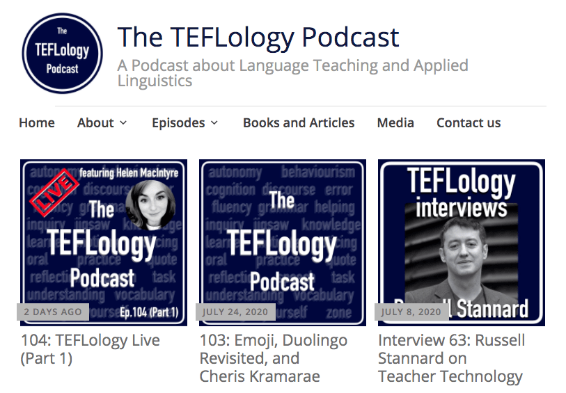 The TEFLology ESL podcasts homepage 