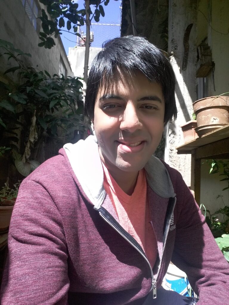 Shakti outside his house in Mauritius