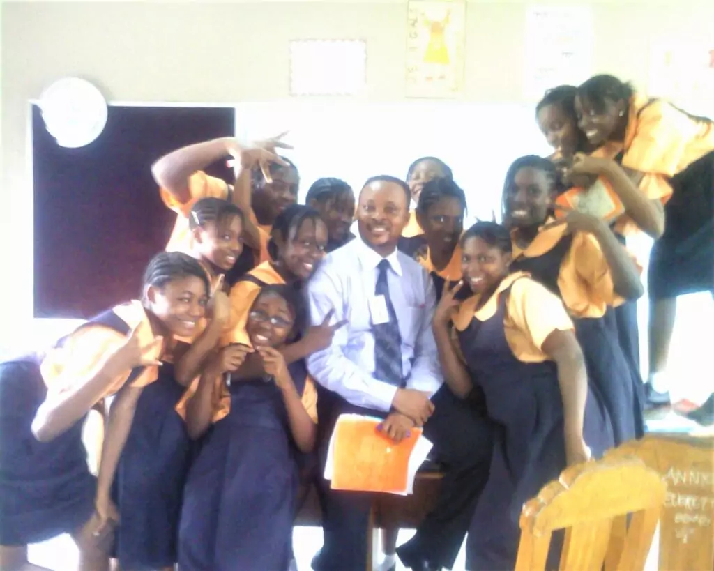 Uchechukwu with some of his students