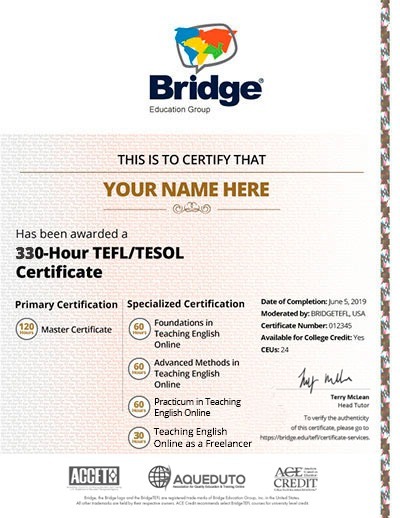 Bridge TEFL/TESOL certificate