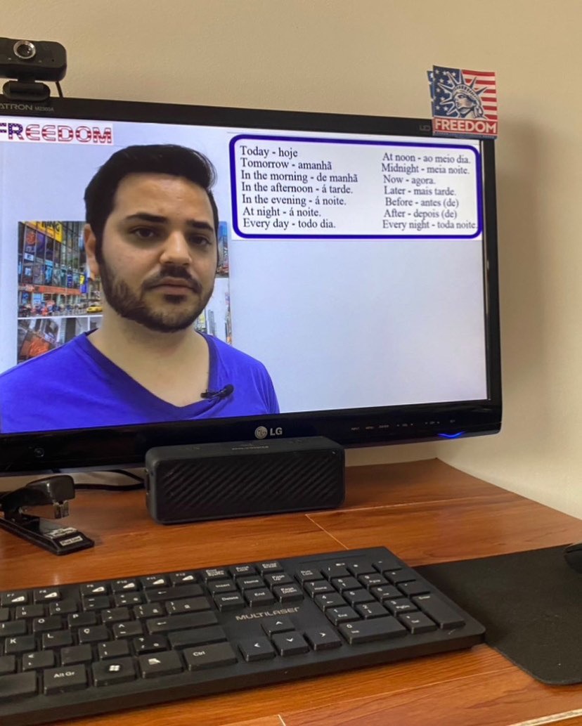 ESL online teacher using webcam for classes