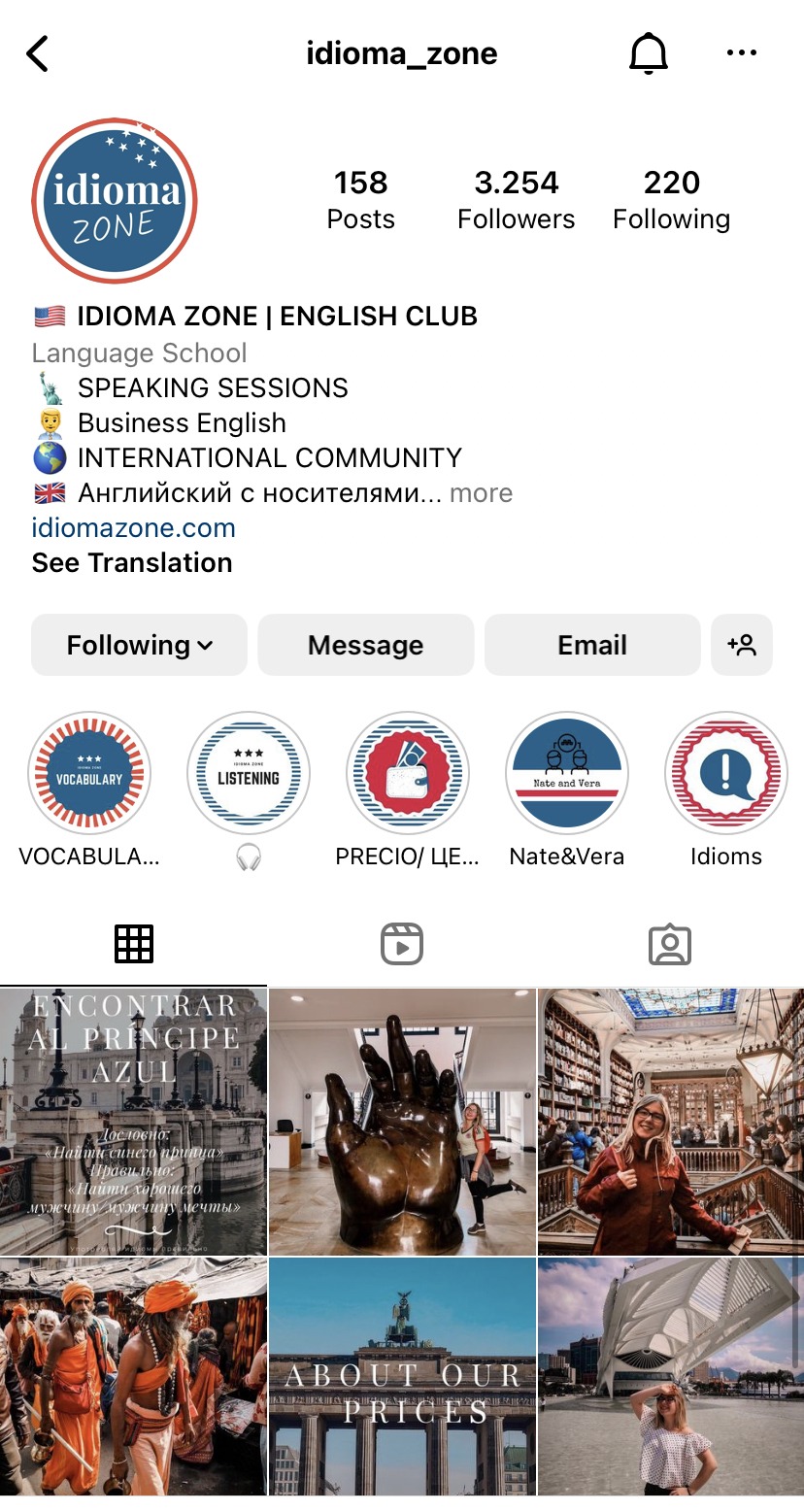 Instagram page for teaching english abroad