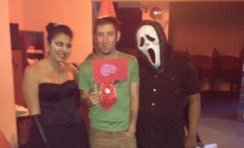 Vinicius (center) with his colleagues during a Halloween party.