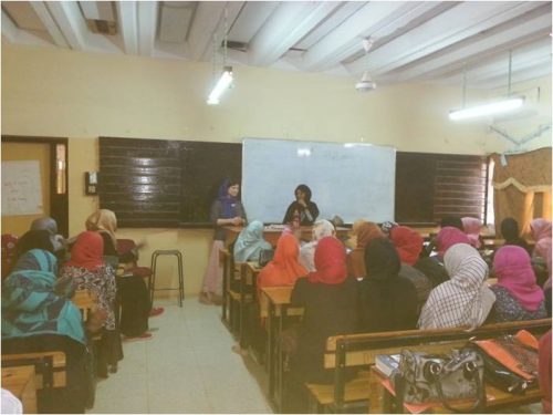 Andrea teaching a class of women in Sudan.