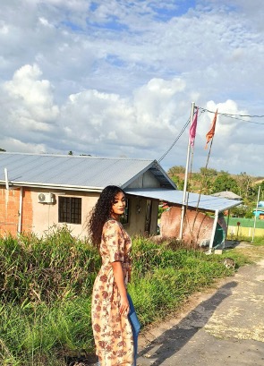 Shemmiah taking a walk in her neighborhood.