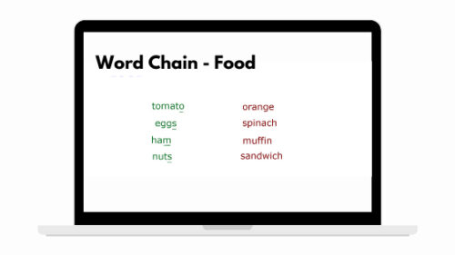 a Word Chain game for teaching English online. 