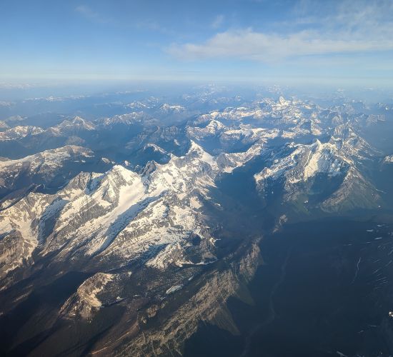 the Canadian Rockies seen from above.