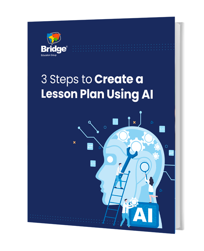 a book graphic saying "3 Steps to Create a Lesson Plan Using AI"