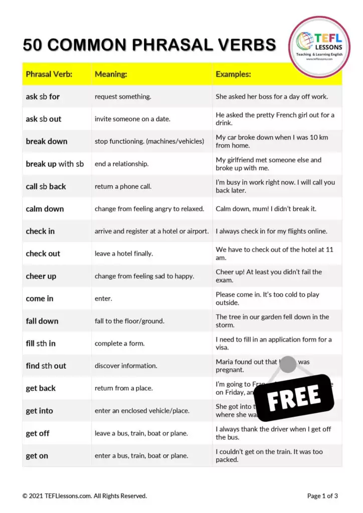 50 common phrasal verbs