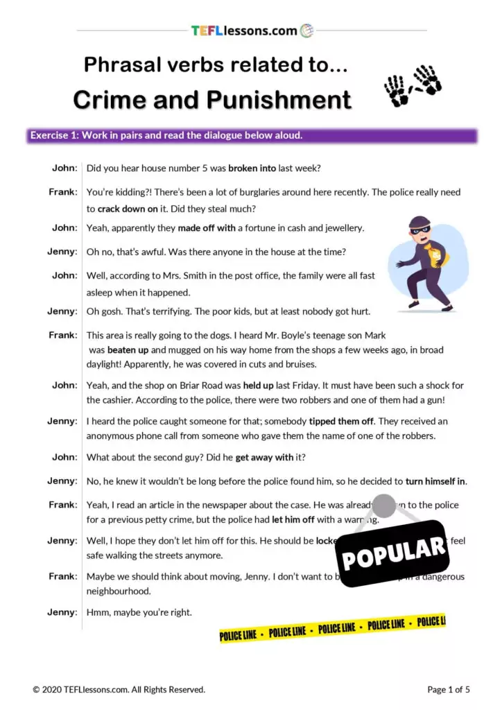 phrasal verbs related to crime and punishment activity
