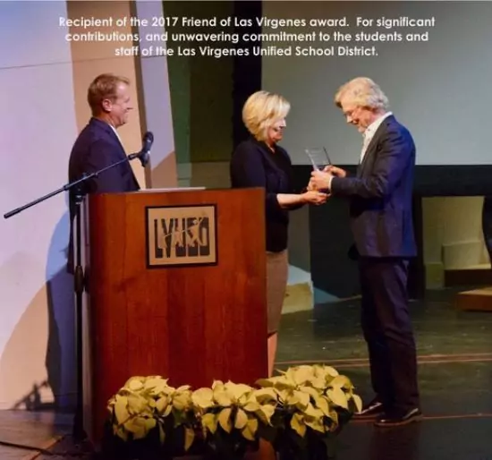 Roger receiving the Friend of Las Virgenes award.