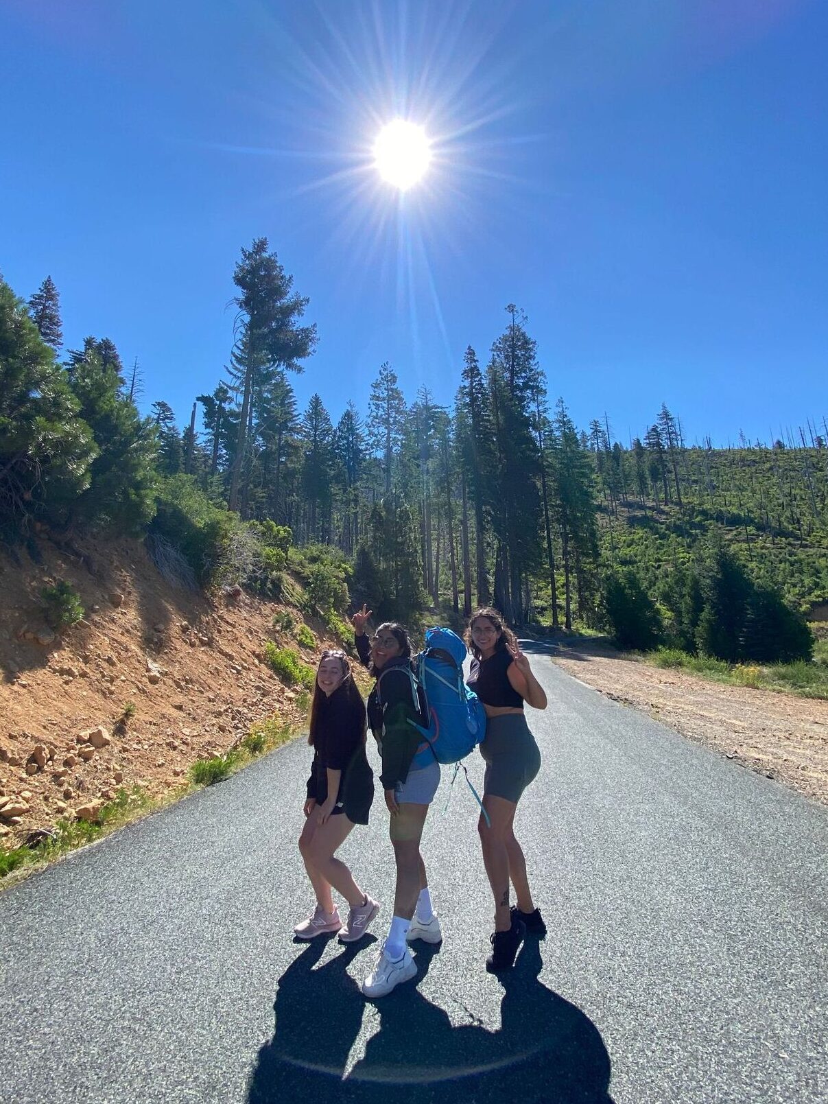 Indiana (right) and her friends hiking in California