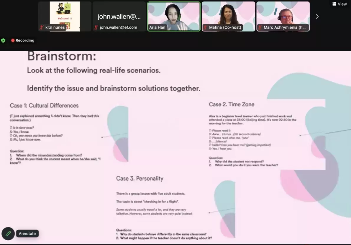 a screenshot of Aria Han's presentation