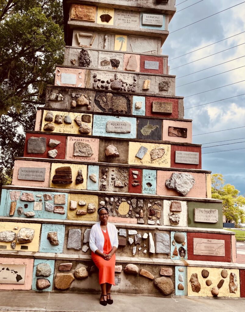 Simone at the Monument of States in Kissimmee, Florida