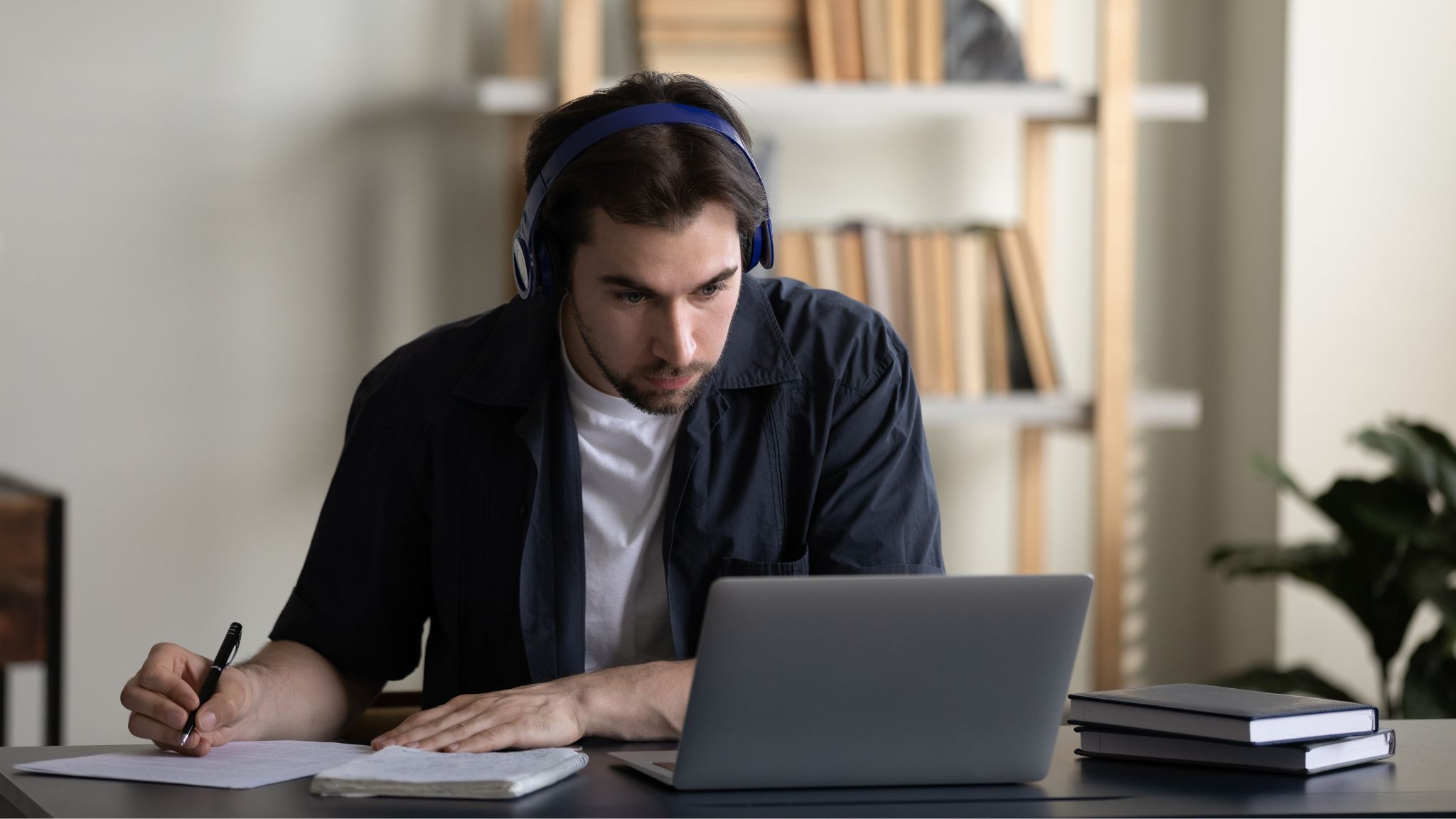 a teacher working online