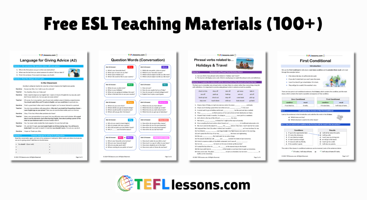 Sample lesson plans from TEFL Lessons