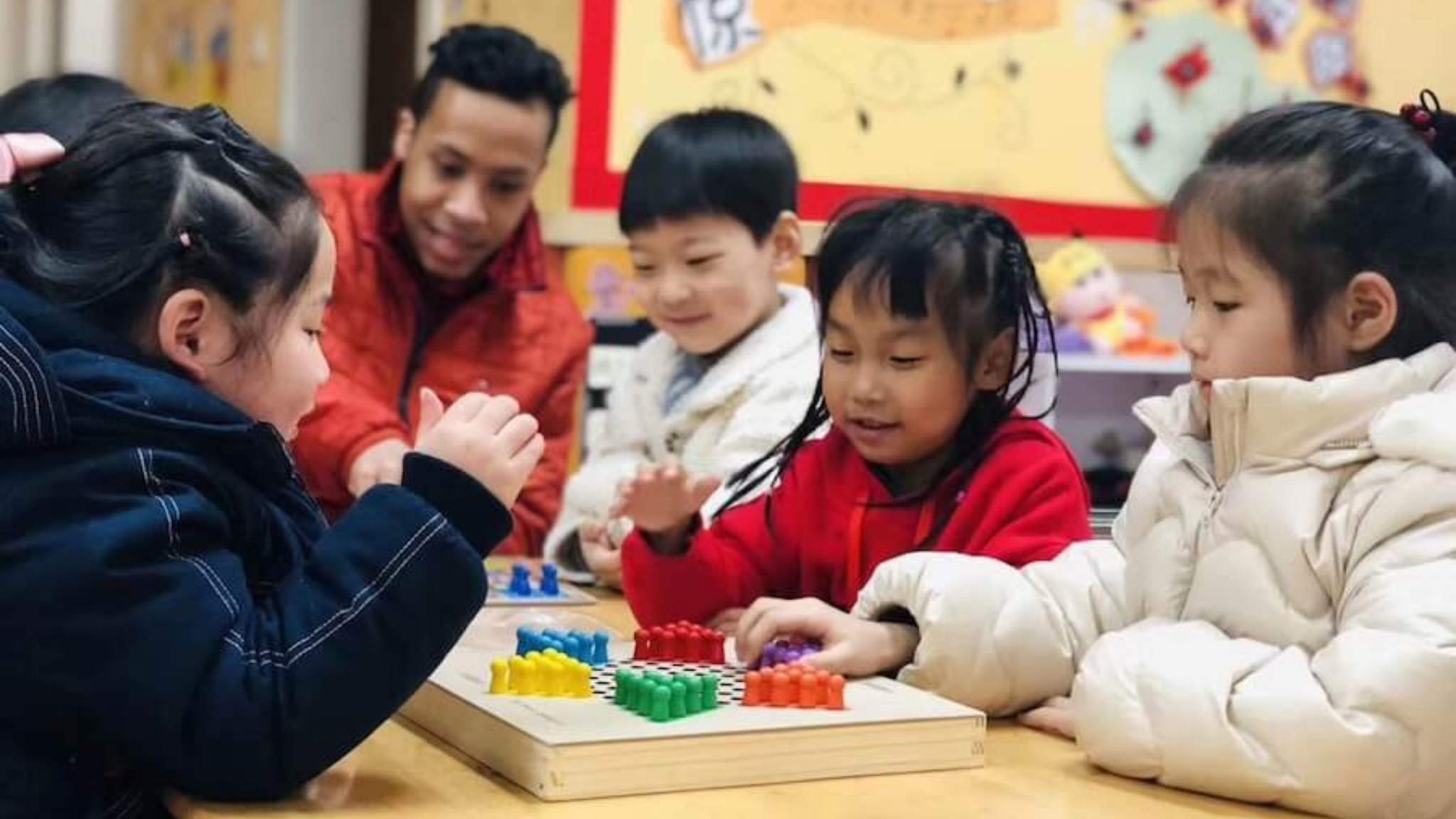 An image of young learners playing ESL holiday activities