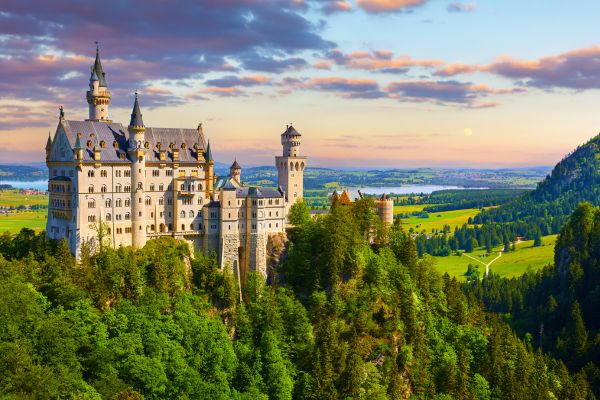 An image of Neuschwanstein Castle in the Bavarian Alps, Germany