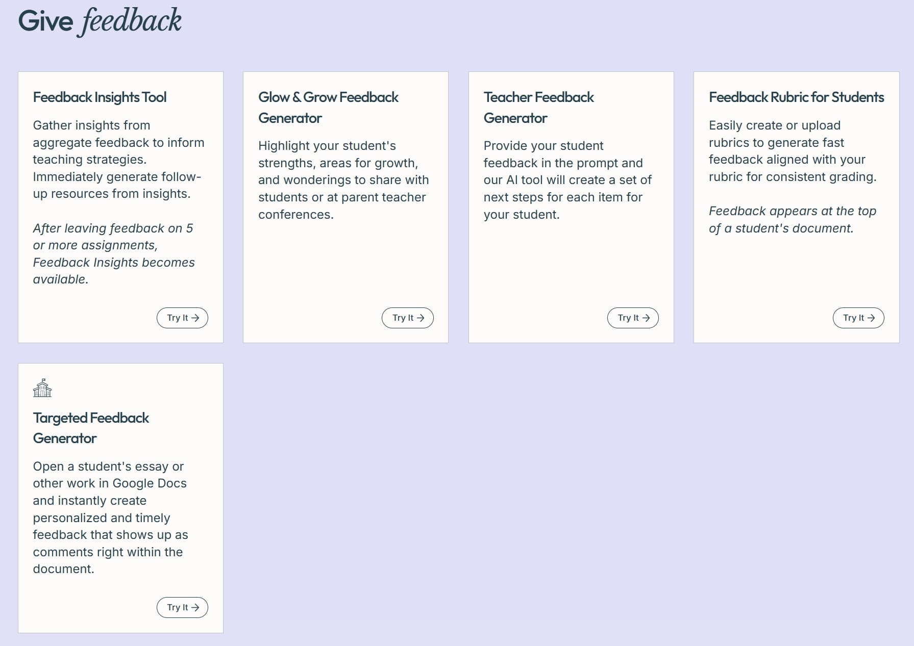 A screenshot showing Brisk Teaching's feedback tools