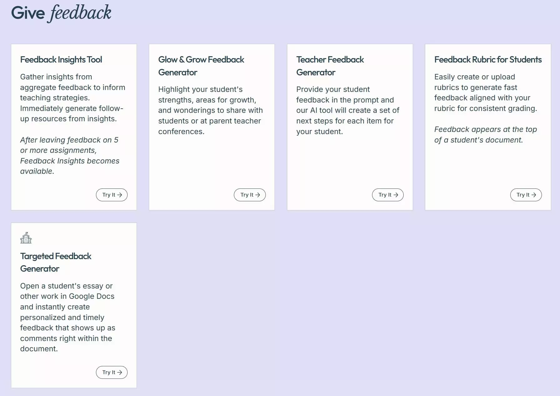 A screenshot showing Brisk Teaching's feedback tools