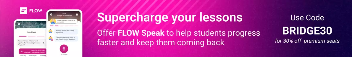 A banner image promoting FLOW Speak