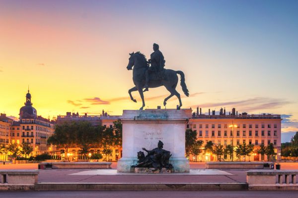 An image of the monument of King Louis XIV in Lyon, France.