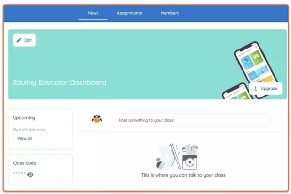 Screenshot of the Eduling Educator Dashboard showing student progress and course management features.