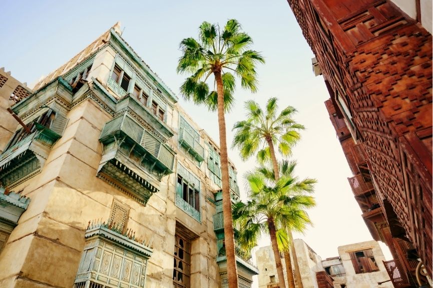Al Balad, the old historical district in coastal port city of Jeddah, in Saudi Arabia.