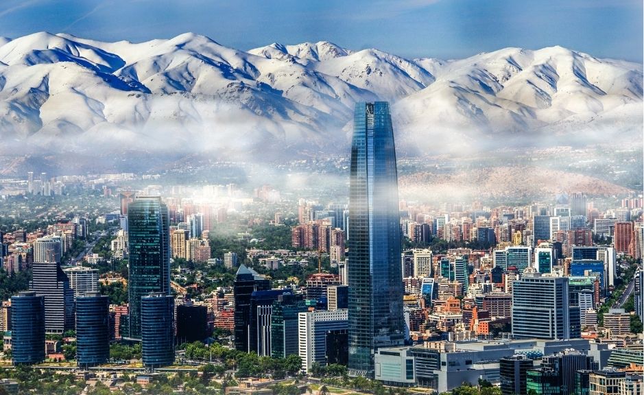 Cityscape of Santiago, Chile's capital city.