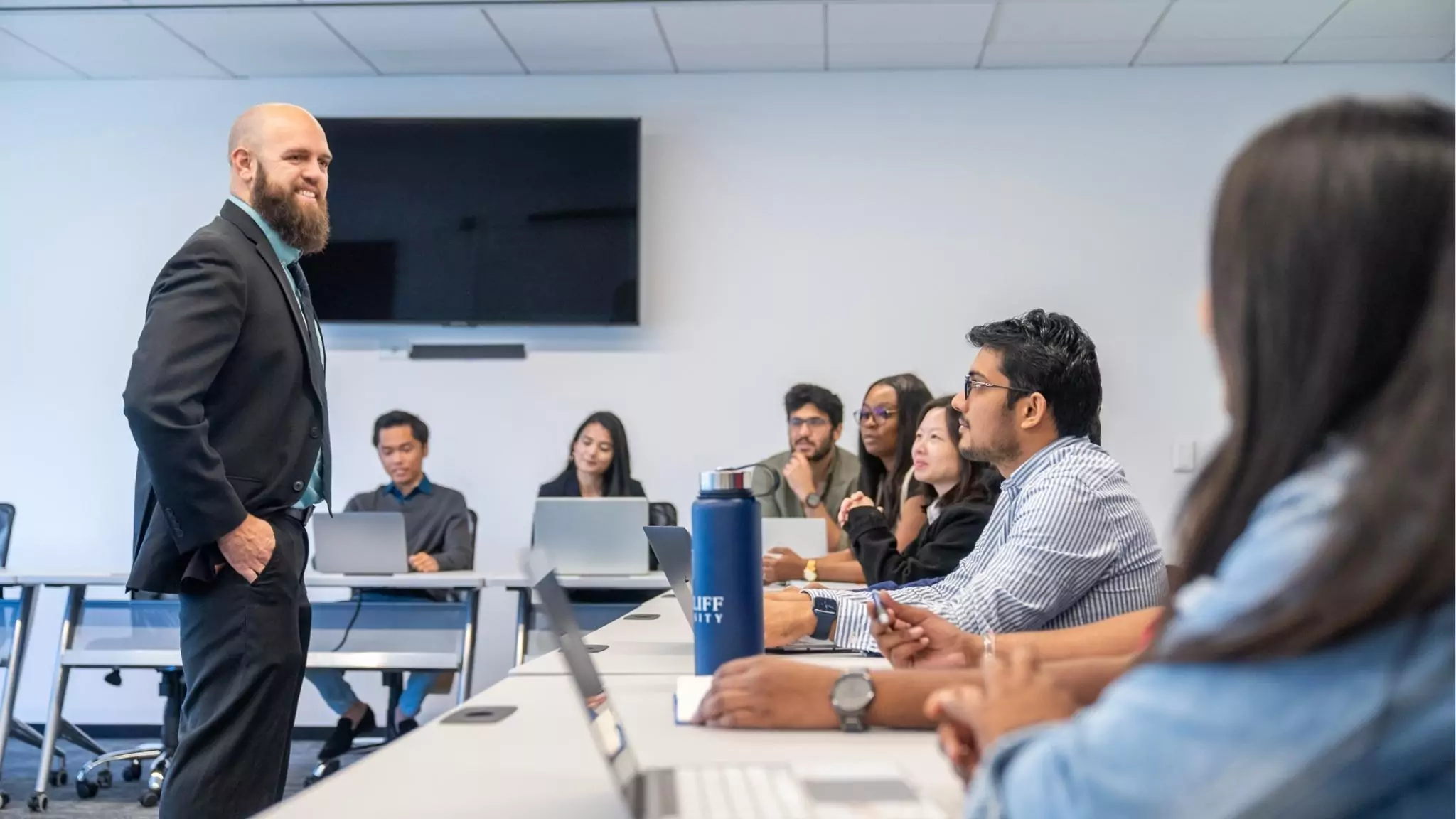 A professor teaches a class at Westcliff.