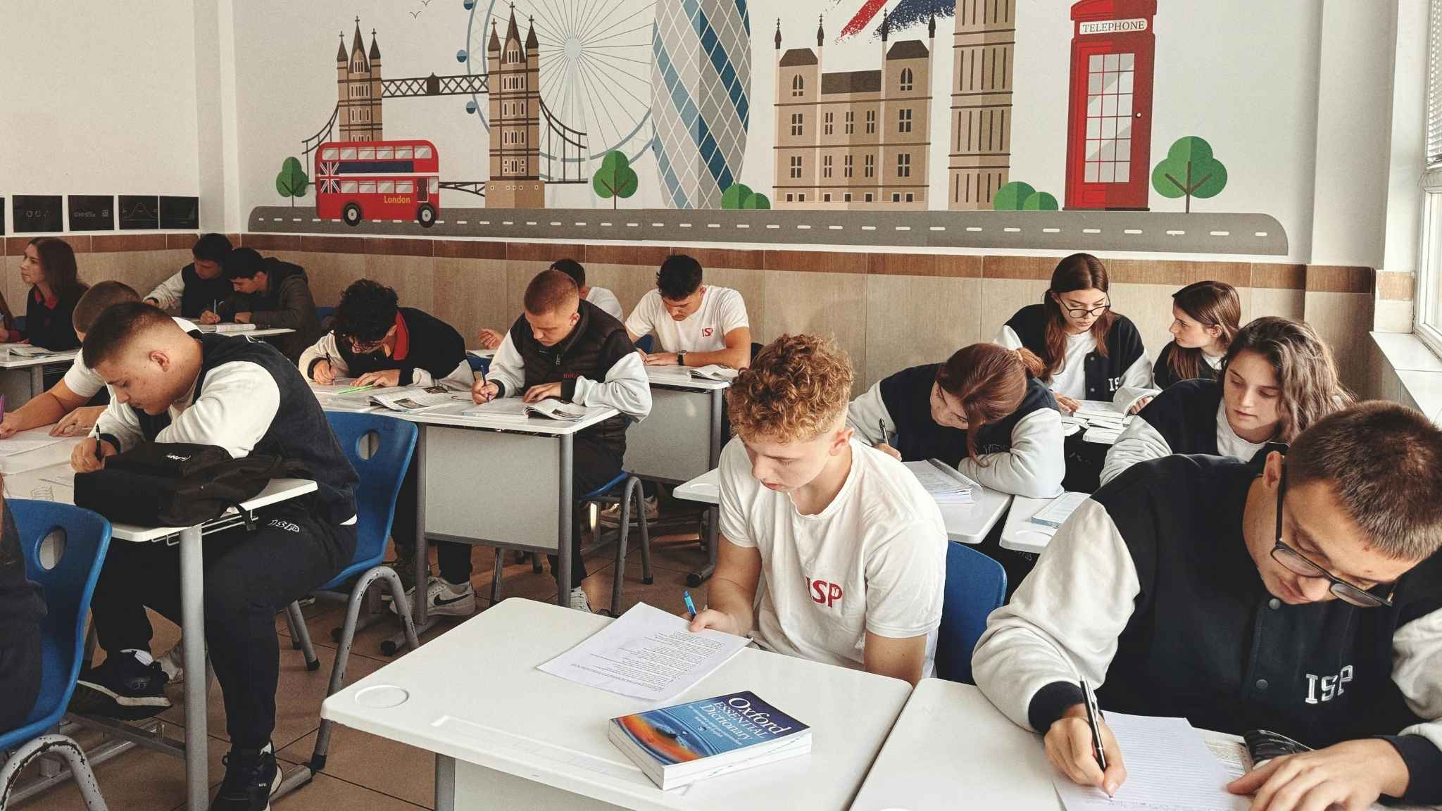 Learners studying ESL at a French school