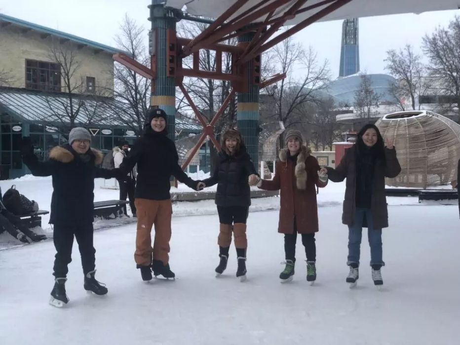 Teacher Jeannine in Canada with her students