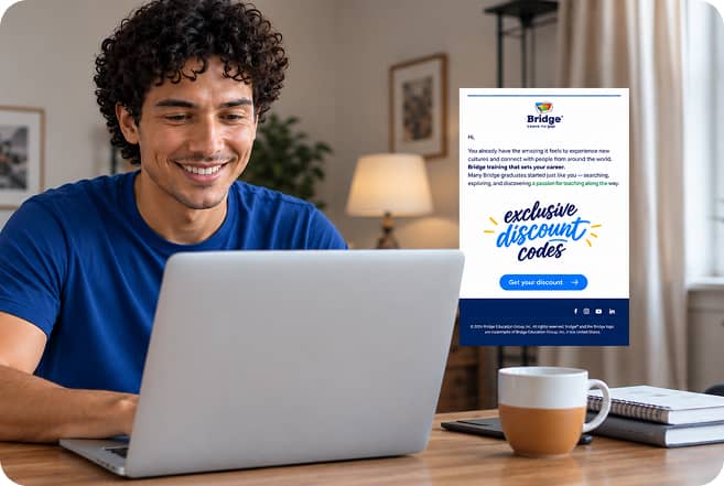 Subscriber reading Bridge exclusive discount codes on a laptop
